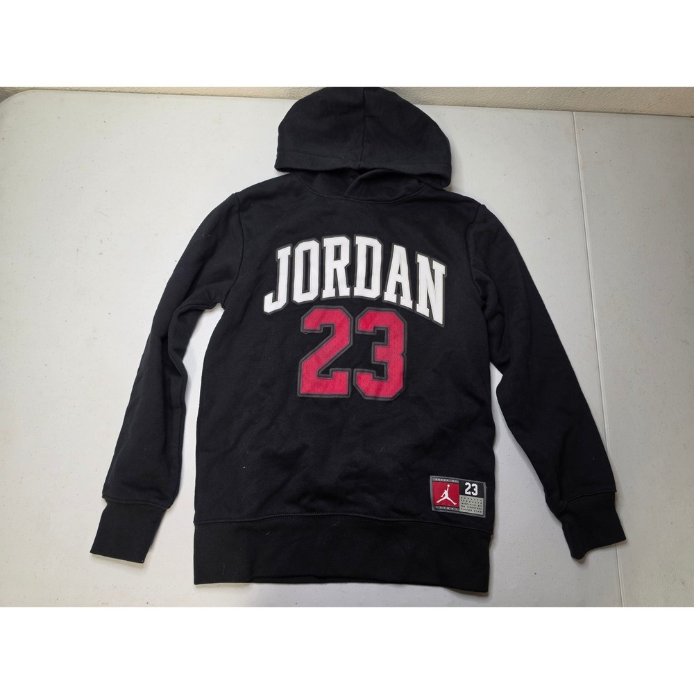 Jordan Boys Black Graphic Pullover Hoodie Sweatshirt Jordan 23 Size M 10-12‎ YRS